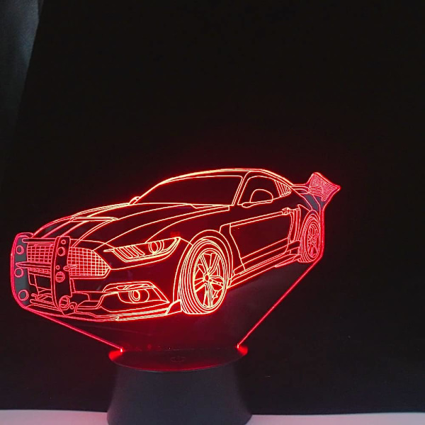 3D Racing Bil Nattlampa Bordsskiva Optisk Illusion Lampor 7 Färgväxlande Ljus LED Bordlampa Jul Hem Kärlek Födelsedag Barn Barn Present