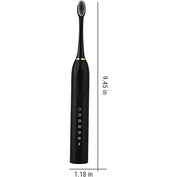 Elektrisk Tandborste, Elektrisk Tandborste med 4 Borst Huvuden, Smart 6-Hastighets Timer Elektrisk Tandborste IP7 Laddningsbar Tandborste Black