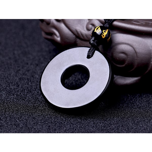 Luonnollinen obsidiaanidonitsi Rauhan solki PIXIU Amuletti Kaulakoru Riippuva luonnollisella helmiketjulla miehille Miehet（Obsidiaani）