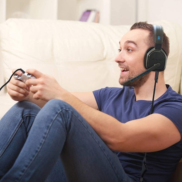 Udskiftning til Astro A40-kabel, A10-headsetkabel flettet ledning, 6,5 fod/2,0 m lydstyrkekabel kompatibel med Astro A40TR/A40/A10 Gaming Headset