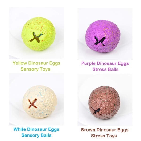 4-pak dinosauræg klemme-stressbolde sæt, søde dino squishy fidget-bolde til voksne og børn, angstlindrende klemmelegetøj til afslapning