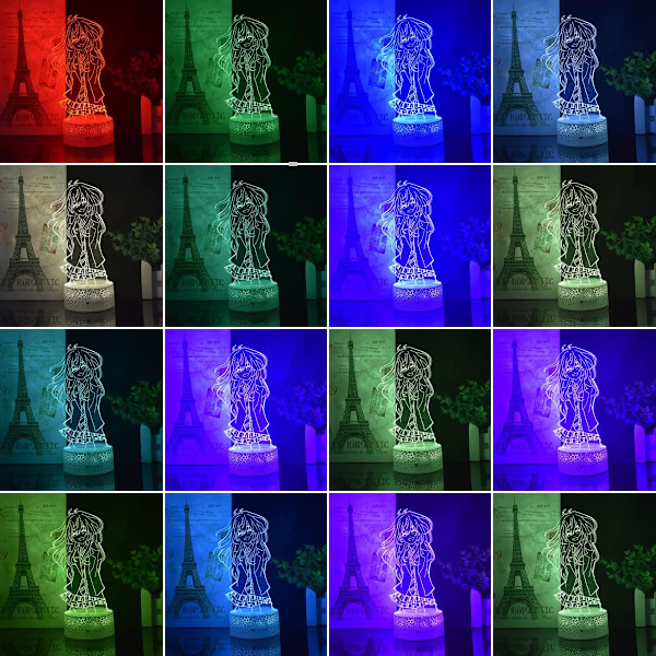 Din Løgn i April Kaori Miyazono Figur Natlys 3D Optisk Illusion LED Lamper med Fjernbetjening & RGB Farver Bordlamper (Lava Base)