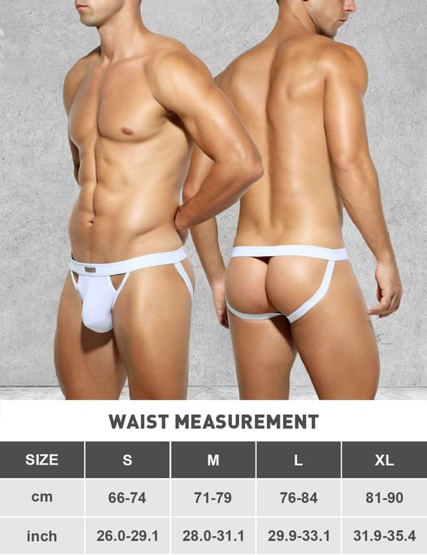 Mænds atletiske støtteundertøj i strækbart mesh jockstrap multipakke White 3XL