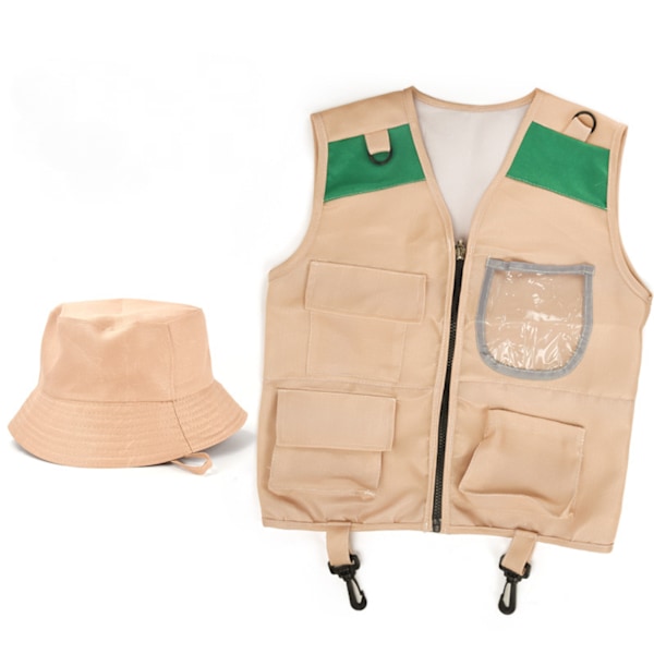 Barn utomhus explorer äventyr set utomhus exploration kit set med väst hatt för åldrarna 3-7 pojkar flickor camping vandring lek halloween kostym