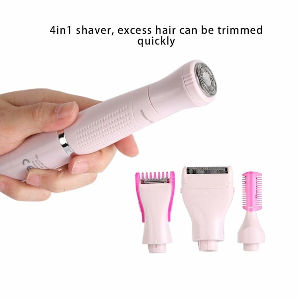 Elektrisk epilator, 4 i 1 USB-oppladbar epilator for kvinner, hårfjerner for kvinner, våt og tørr hårfjerner for armhuler og ben