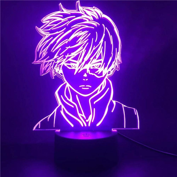 Anime Lampe Nattlys Illusionslys My Hero Academia Shoto Todoroki 3D for Barnerom LED Barn Julegave Sengelampe Fargerik Bursdagslampe Ni