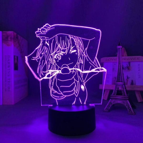 Anime Misaka Mikoto Lampe Kule 3D Illusions Nattlys Hjem Rom Dekor Akryl LED Lys Julegave Bursdagsgave Lampe (16 Farger med Fjernkontroll)