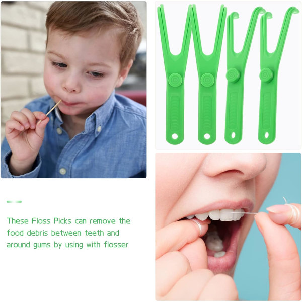 WJ Återanvändbar tandtrådshållare 4 delar Y-form Ersättningshandtag för tandtråd för vuxna och barn Tandrengöring Munvård tandköttshälsa