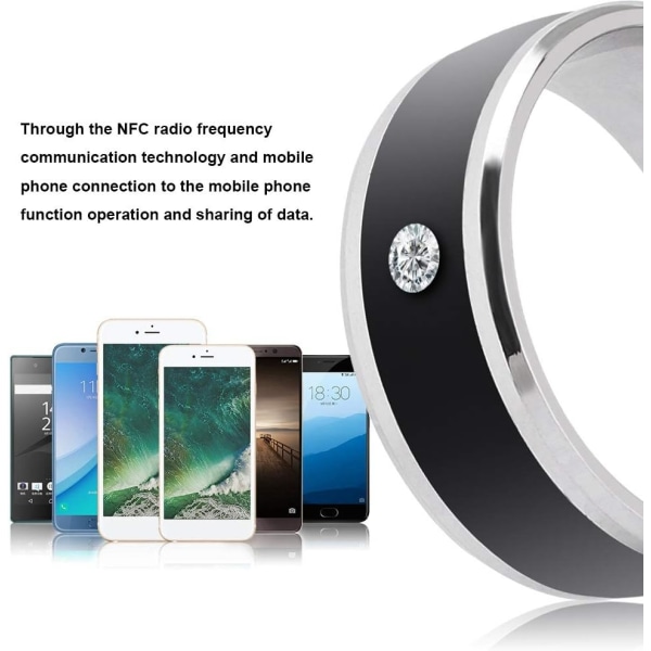 Smart ring, ingen laddning och djup Vattentät Universal Wear Smart Ring, Magic Wearable Device Universal Ring för mobiltelefon, NFC Smart Rings (storlek 10)