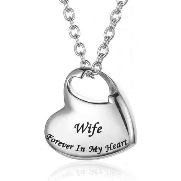 AVEKI Cremation Urn Necklace for Ashes Urn Jewelry,Forever in My Heart Carved Stainless Steel Keepsake Waterproof Memorial Pendant for mom & dad with