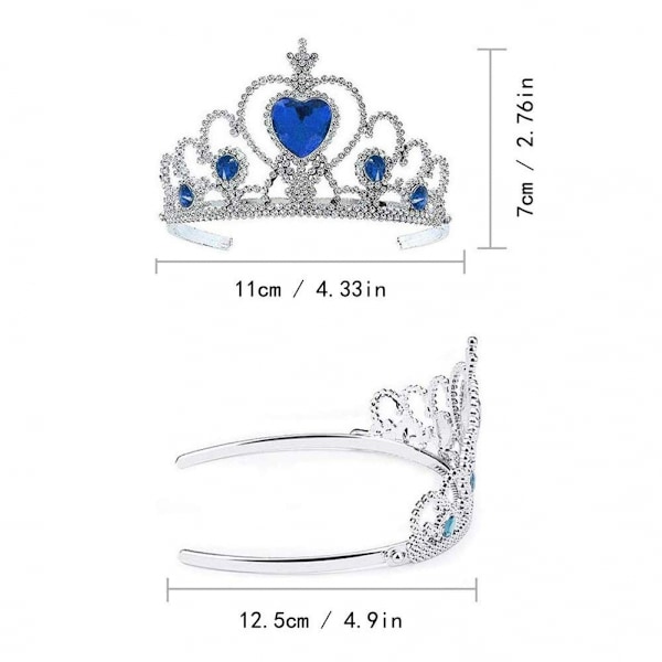 Puku Tiara Kruunusetti Prinsessan Puvustusjuhliin (8 Väriä), Keltainen + Tummansininen + Vihreä + Vaaleanpunainen + Valkoinen + Punainen + Taivaansininen + Violetti