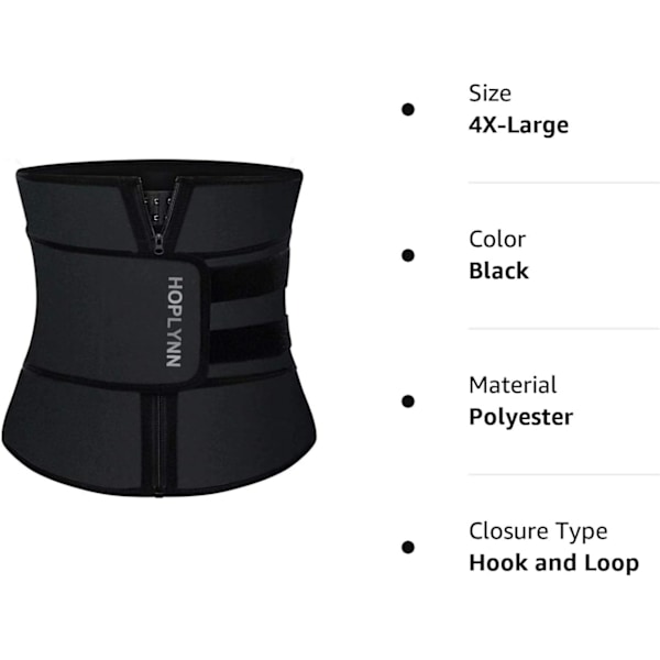 HOPLYNN Neopren Svettbälte Midjetränare Korsett Trimmer Shaper Bälte för Kvinnor Black XL