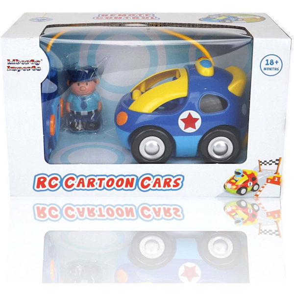 Min Första Cartoon RC Fjärrstyrda Bilar för Småbarn 1-3 År, Radiostyrd Leksak för Baby, Barn 18 Månader+ (Polisen) Blue
