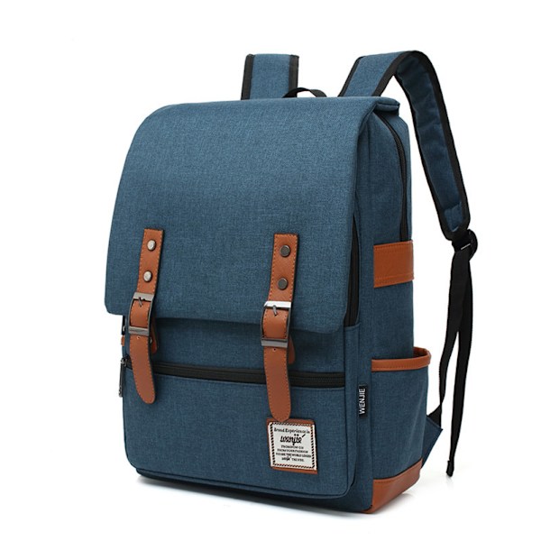 Vattentät bärbar ryggsäck för handbagage, arbetsryggsäck för affärsresor, skolväska, moderiktig skolväska för högskolan Black Zipper Dark Blue L