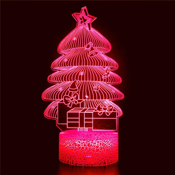 3D Juletre Nattlys Bordsklampe Optisk Illusjon Lamper 16 Farge Skiftende Lys LED Bordlampe Jul Hjem Kjærlighet Bursdag Barn Leke Gave