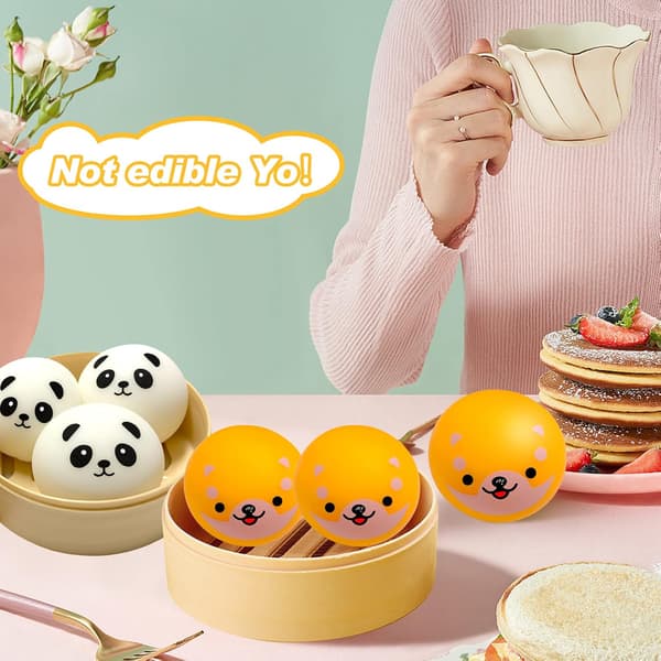 3 st ångade björnfidgetleksaker, sensoriska leksaker för ångestlindring Mochi med bambuångkokare, simuleringsstressbollar stresslindrande presenter