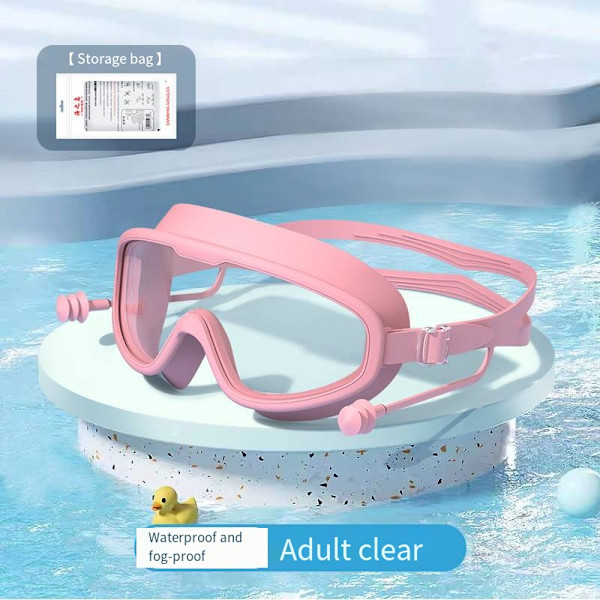 Vuxen Stora Ram Simglasögon Vattentäta Anti-imma HD Simglasögon En-delad Öronpropp Silikon Barn Simglasögon Pink-bagged adult