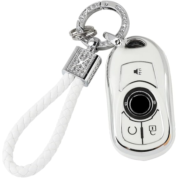 PIFOOG tilbehør til Buick Regal Encore GX nøgleetui 5 knapper blød TPU nøgleskal etui glitrende bil nøglering fuld beskyttelse krystal