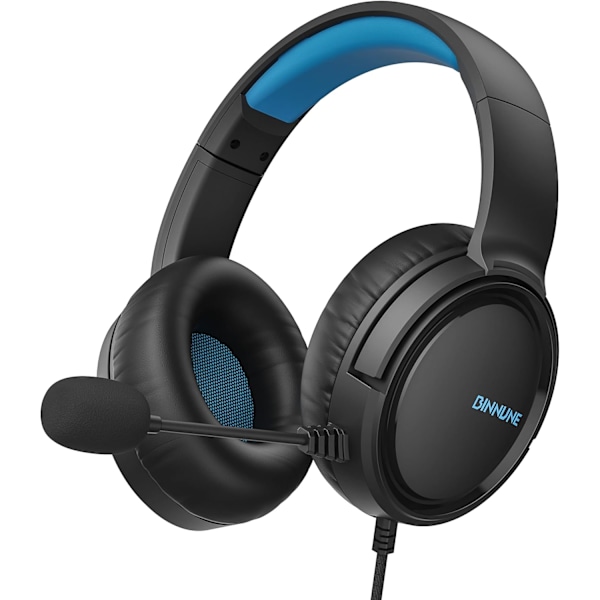 Gaming Headset med mikrofon för PS4 PS5 Xbox Series X|S Xbox One PC Switch, Trådbundna Audifonos Gamer Hörlurar med Mikrofon Playstation 4|5 Xbox 1 Blue