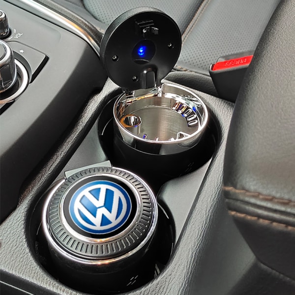 Autoon asennettava tuhkakuppi, ripustettava, monitoiminen, lampulla, metalliset tuhkakuppitarvikkeet auton sisustukseen (Kia)