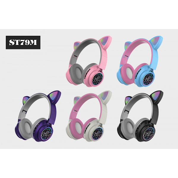 Gaming-hörlurar, EASARS Cat Ear-hörlurar, USB-hörlurar med infällbar brusreducerande mikrofon, 7.1 Surroundljud, LED-ljus-hörlurar för