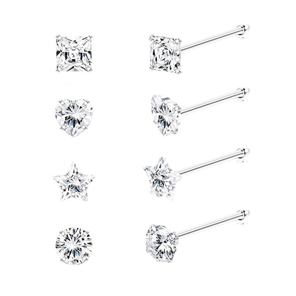 S925 Sterling Silver Näsa Spik Multifunktionell Zirkon Näsa Smycken Örhängen Amazon Mänsklig Kropp Punktering Smycken Set