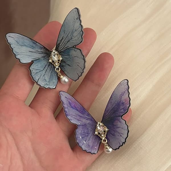 Elegant sommerfugl hårklipp Søt Balletcore klipp Jente hodeplagg Blue