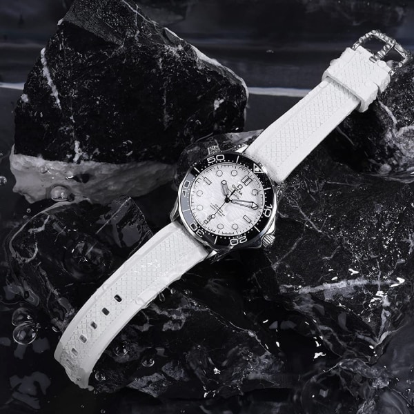 AVEKI watch 20 mm spänne i rostfritt stål Quick Release fluorgummi watch för män, vinröd