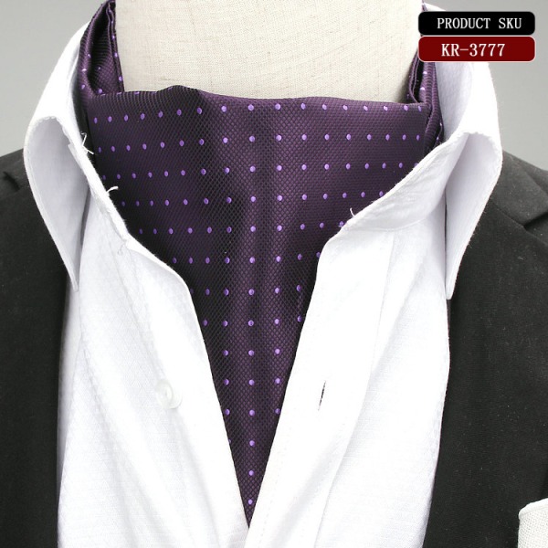 Miesten pilkkuruudullinen silkki kravattisolmio Jacquard-kudotut casual Ascot, KR3777