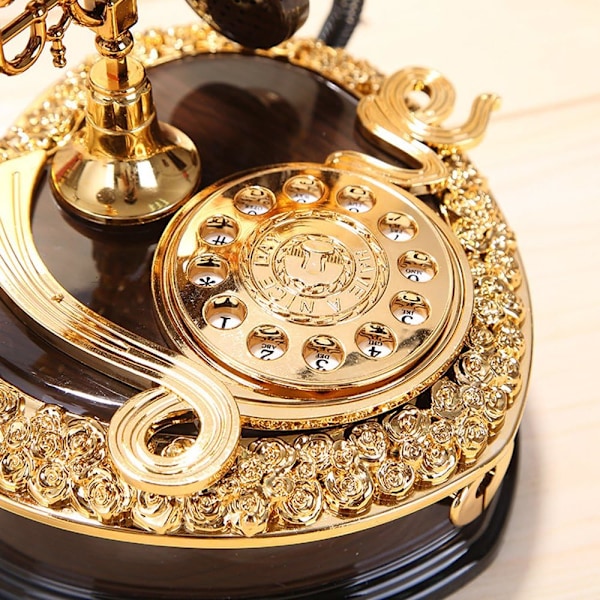 Hjerteformet Retro Dial Telefon Musikboks med Skuffe 7.5\" x 7\" x 6.7\"
