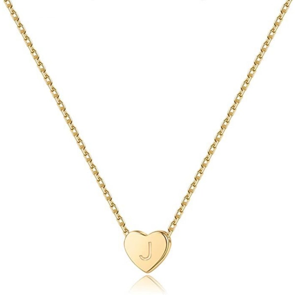 Heart Initial Halsband Rostfritt stål Mini Heart Letter Halsband 14K guldpläterat titanstål ----- Guld J