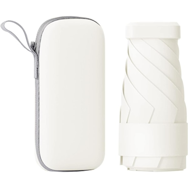 Mini paraply til tasken, bærbar og kompakt, perfekt til regn og sol med UV-beskyttelse White