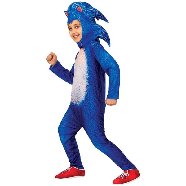 Halloween Costume Hedgehog Super Sonic Performance Costume (Blue Sonic A Print) L