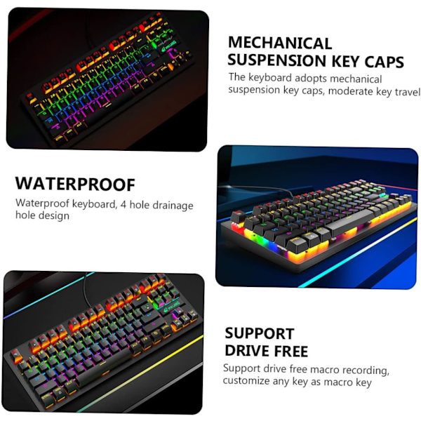 1 stk Mekanisk Tastatur Computer USB Tastatur Hjem USB Tastatur Regnbue Lys Tastatur USB Ledningsført Tastatur Computer Tilbehør Tastatur Enhed