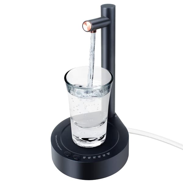 USB-C Portabel Vattendispenserpump, One-Touch Automatisk Flöde för 5 Gallon & Standardflaskor, Kompakt Skrivbordsdesign för Sängbord, O Black