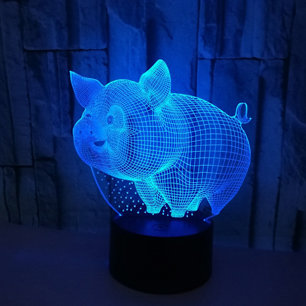 Gris 3D Illusionslampa Nattlampa Touch 7 Färgbyte Sovrumsdekoration Flickor Barn Födelsedagspresent Leksaker Grisar Presenter