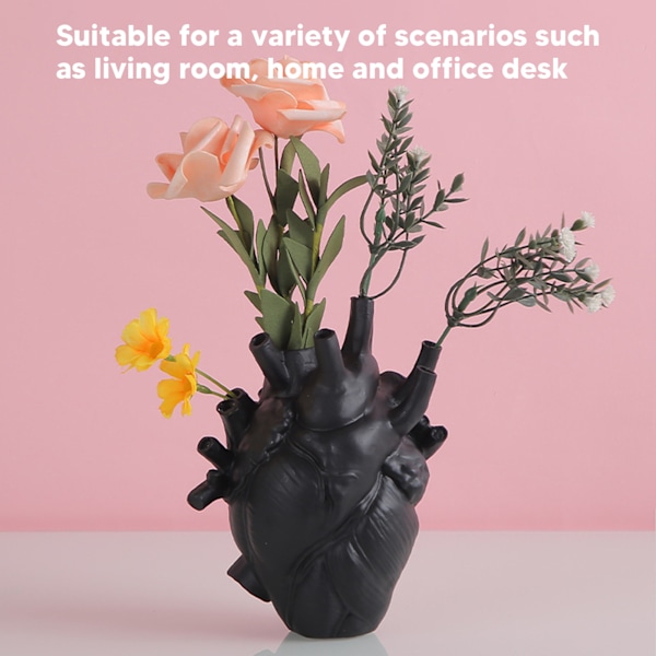 Hjerteformet vase dekorativ moderne harpiks utsøkt planterpotte for hjemmekontor soverom bryllup White
