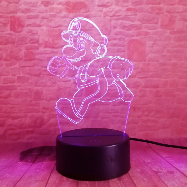 2021 Cartoon Super Running Boys Bros Yoshi Action Figur Lampa Leksaker 7 Färger Ändrar Auto Professionell Nattljus Pojkar Rum Bord Dekor LED