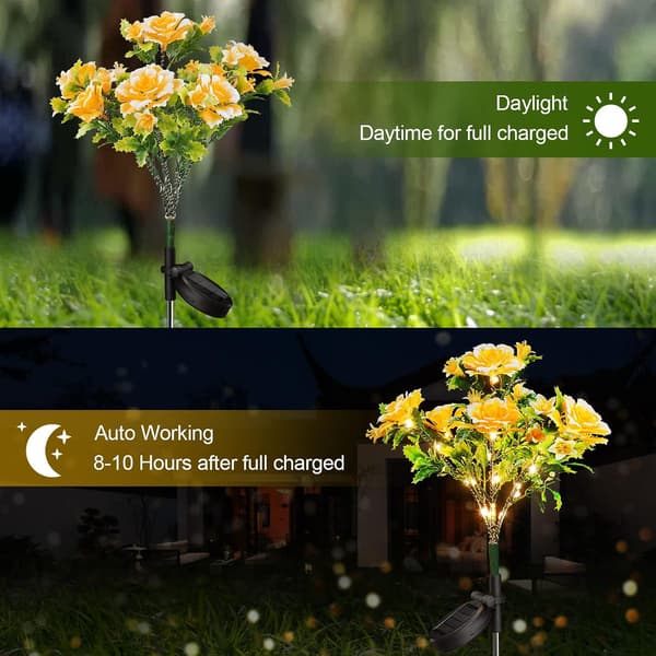 Dekorative udendørs solcellelamper, solcellelamper til haven med nellikeblomster, solcelleblomsterlamper til udendørs have, vandtætte IP65, solcellelamper til udendørs Purple2