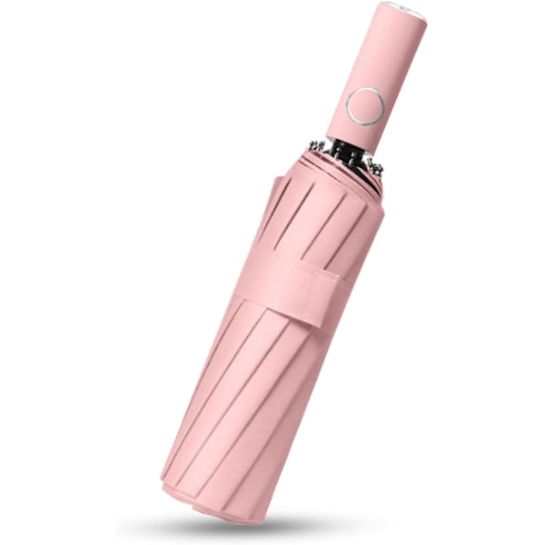 Bærbar Rejse Paraply - Vindtæt, Stærk og Kompakt Paraply til Vind og Regn Pink Regular