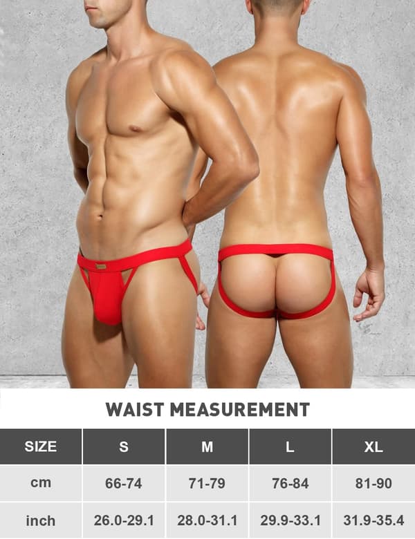 Herre atletisk støtteundertøj i strækbart mesh jockstrap multipakke Red M