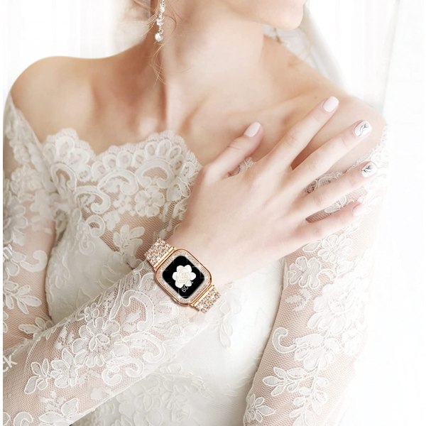 AVEKI Kompatibel Apple Watch-rem med dekselserie iwatch6/5/4/3/2/1, Bling Full Diamond Rhinestone Dame Jente Smykker Dressy Crystal Erstatningsannonse