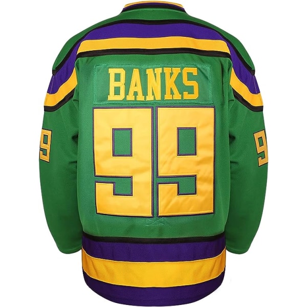 Mighty Ducks 96 Charlie Conway 99 Adam Banks 33 Greg Goldberg Film Hockeytröja Grön 99  L