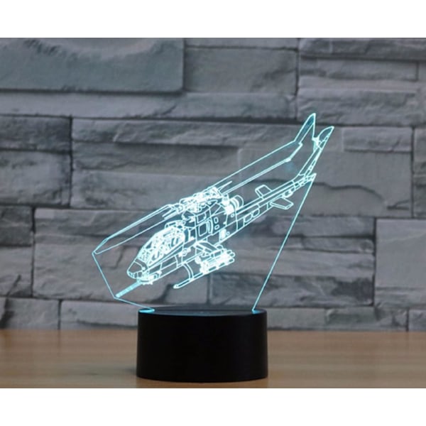 3D Helikopter Fjärrkontroll 16 Färger Nattlampor Illusion Akryl LED Bord Sänglampa Barn Sovrum Skrivbords Dekoration Födelsedagspresenter Leksak för Barn