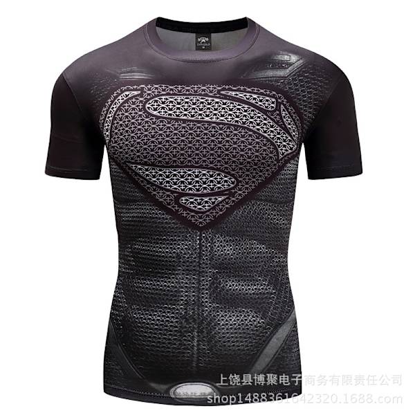 Digitaltryck Superman Kortärmad Captain America Sporttights Snabbtorkande Fitness Stretch T-shirt D015G 4XL