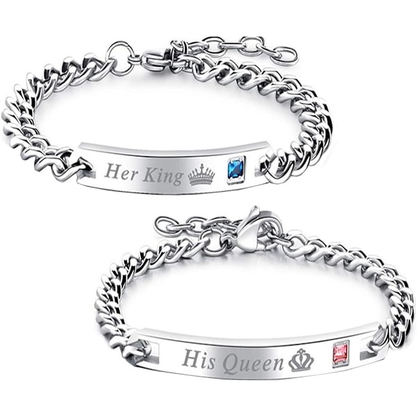 Present till älskare Hans drottning Hennes kung Rostfritt stål Par armband för kvinnor Män Smycken Matchande set