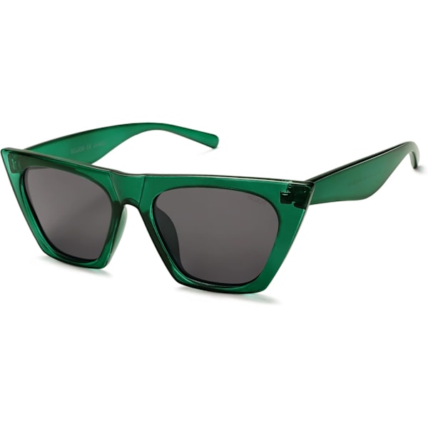 Överdimensionerade fyrkantiga Cateye polariserade solglasögon för kvinnor och män Green Grey
