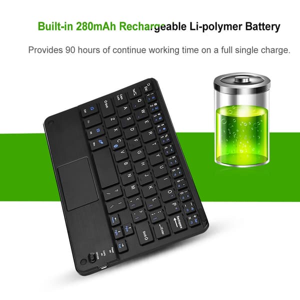 UltraSlim Mini langaton Bluetooth-näppäimistö kosketuslevyllä Windows PC:lle ja Android-tabletille