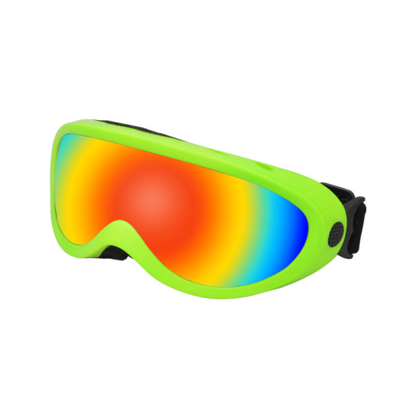 Nye ettlags skibriller, høyoppløselig anti-ultrafiolett vindbriller, snøbriller for voksne og barn (grønne)