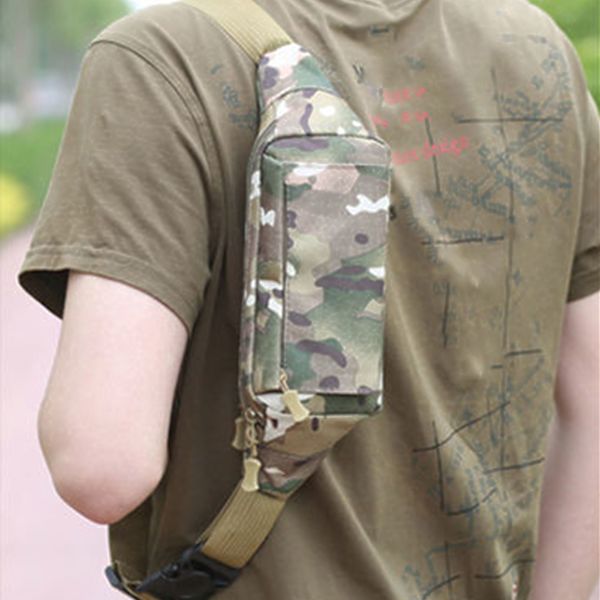 Utomhus midjeväska bröstväska män casual justerbar utomhus sport axelväska för vandring OD grön fri storlek OD Green Camouflage
